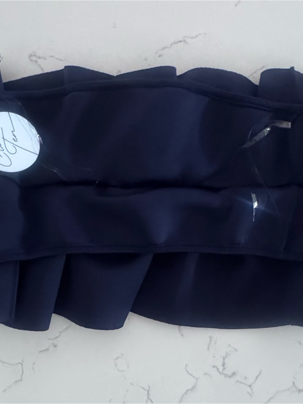 NWT Cloud Ten Navy Satin Ruffle Strapless Tube Crop Top Women’s S $48 - Picture 6 of 10